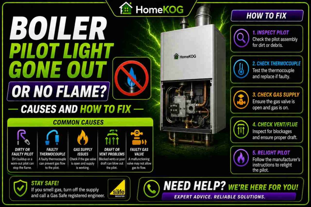 Boiler Pilot Light Gone Out or No Flame, Causes And How To Fix