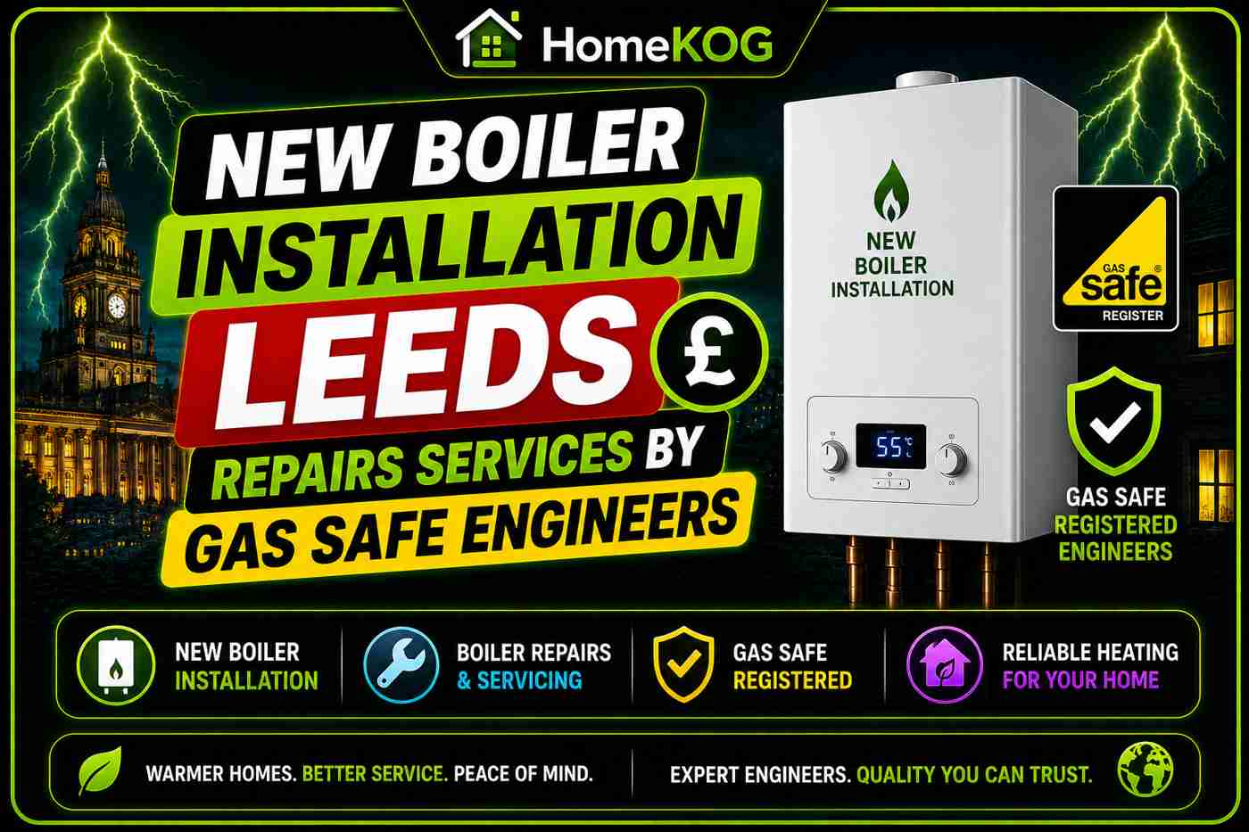 New Boiler Installation Leeds, Repairs Services by Gas Safe Engineers