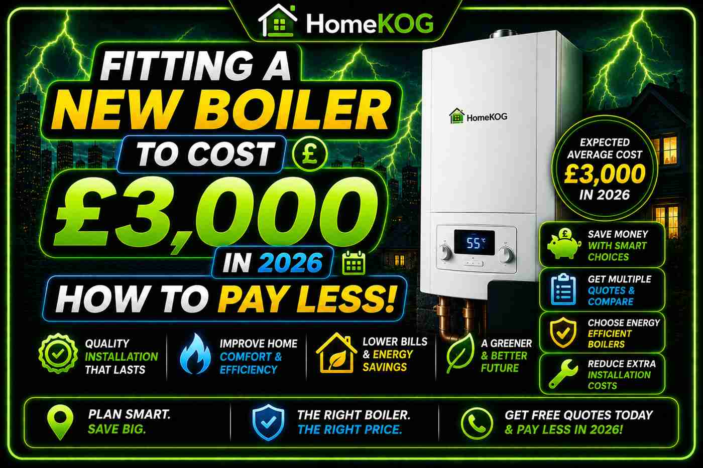 Fitting a new boiler to cost £3,000 in 2026: How to pay less!